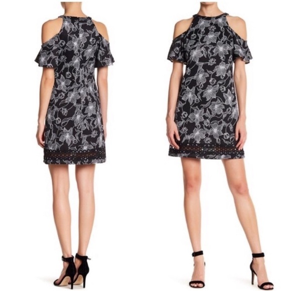 Julia Jordan Cold Shoulder Floral Printed Dress Size 10 - Picture 1 of 8